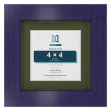 Purple 6 x 6 inch picture frame with a green mount for a 4 x 4 inch photo