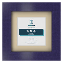 Purple 6 x 6 inch picture frame with an ivory mount for a 4 x 4 inch photo