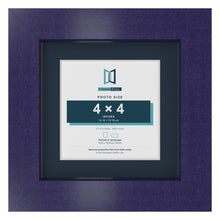 Purple 6 x 6 inch picture frame with a Pacific Blue mount for a 4 x 4 inch photo
