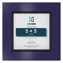 Purple 6 x 6 inch picture frame with a Pacific Blue mount for a 5 x 5 inch photo