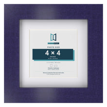 Purple 6 x 6 inch picture frame with a white mount for a 4 x 4 inch photo