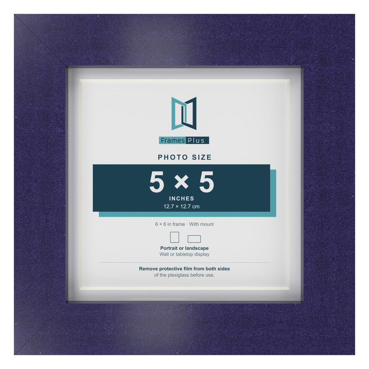 Purple 6 x 6 inch picture frame with a white mount for a 5 x 5 inch photo