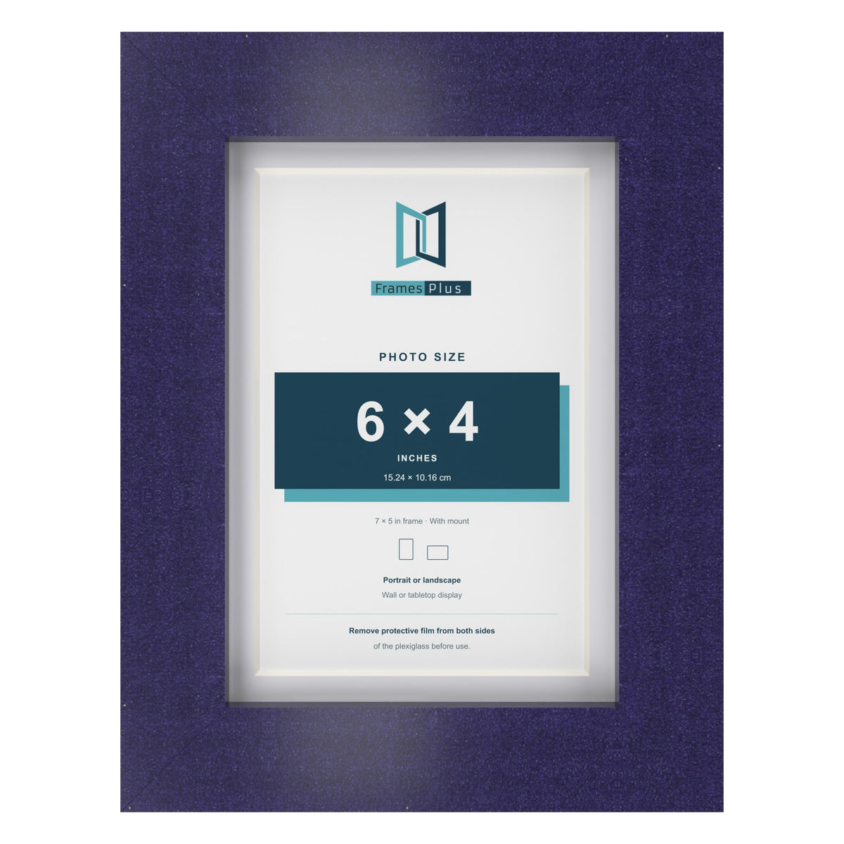 Purple 7 x 5 inch picture frame with a white mount for a 6 x 4 inch photo