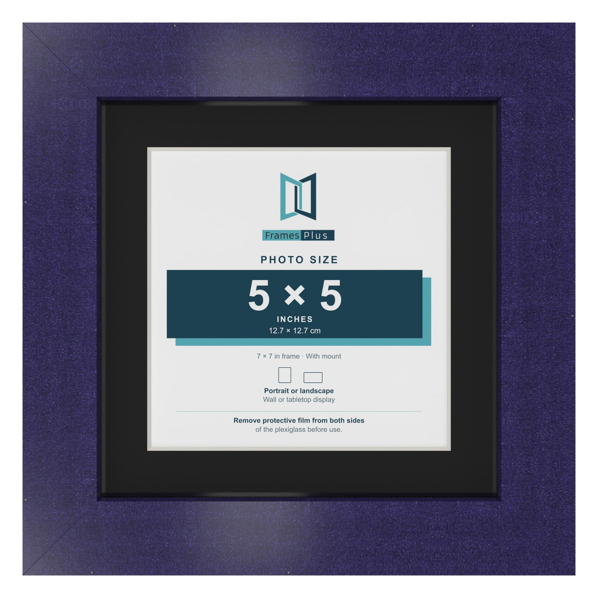 Purple 7 x 7 inch picture frame with a black mount for a 5 x 5 inch photo