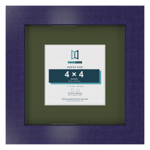Purple 7 x 7 inch picture frame with a green mount for a 4 x 4 inch photo