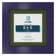 Purple 7 x 7 inch picture frame with a green mount for a 5 x 5 inch photo