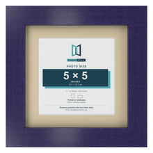 Purple 7 x 7 inch picture frame with an ivory mount for a 5 x 5 inch photo