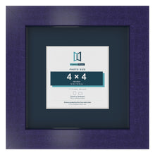 Purple 7 x 7 inch picture frame with a Pacific Blue mount for a 4 x 4 inch photo
