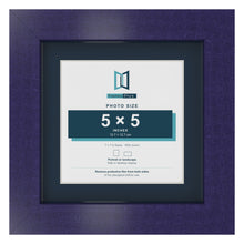 Purple 7 x 7 inch picture frame with a Pacific Blue mount for a 5 x 5 inch photo