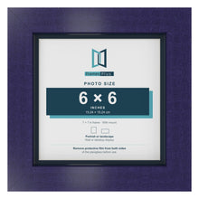 Purple 7 x 7 inch picture frame with a Pacific Blue mount for a 6 x 6 inch photo