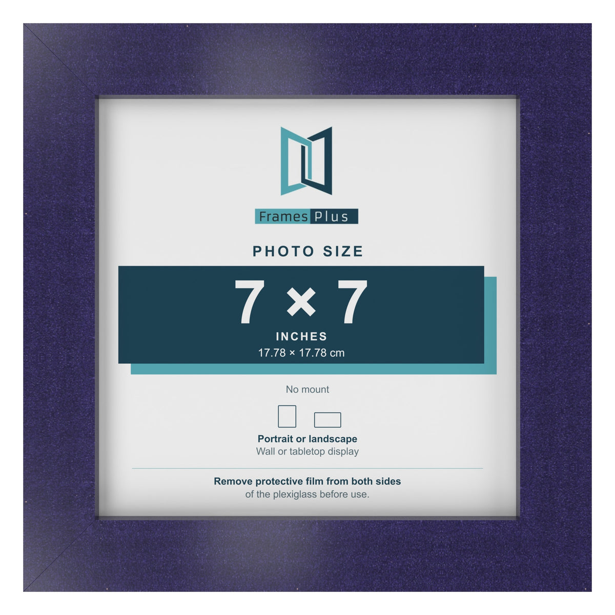 Purple picture frame for a 7 x 7 inch photo