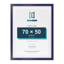 Purple 80 x 60 cm picture frame with a white mount for a 70 x 50 cm photo