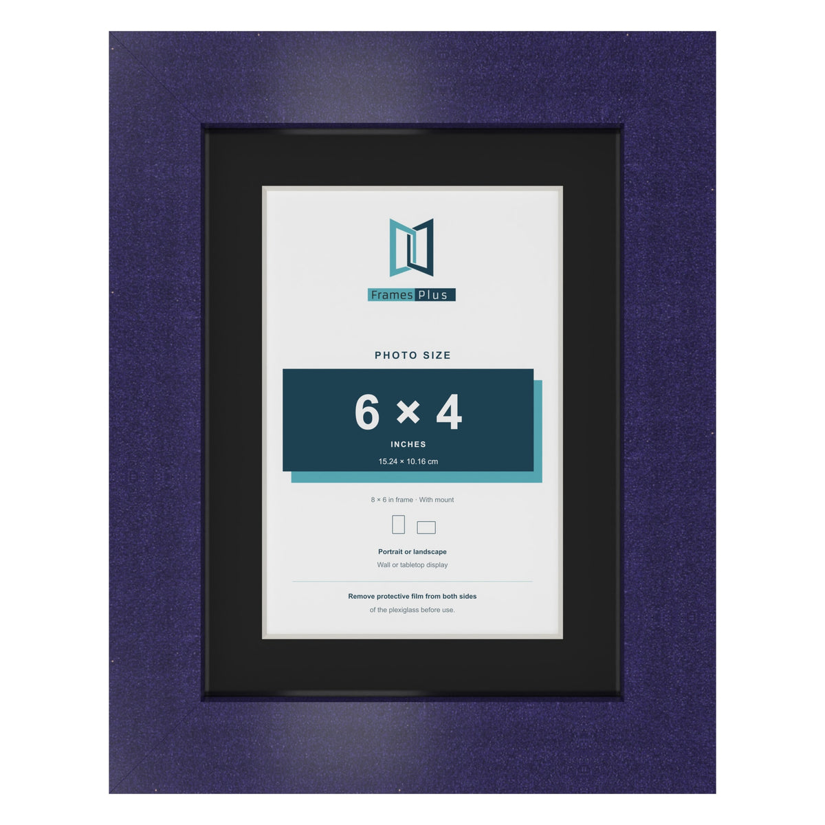 Purple 8 x 6 inch picture frame with a black mount for a 6 x 4 inch photo