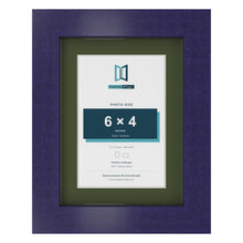 Purple 8 x 6 inch picture frame with a green mount for a 6 x 4 inch photo