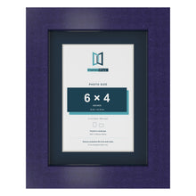 Purple 8 x 6 inch picture frame with a Pacific Blue mount for a 6 x 4 inch photo