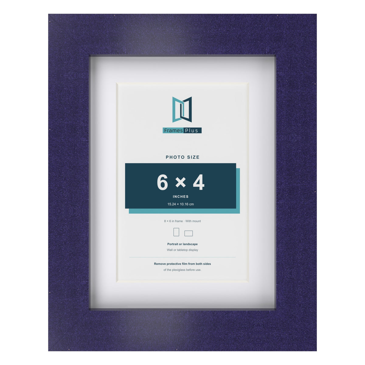 Purple 8 x 6 inch picture frame with a white mount for a 6 x 4 inch photo