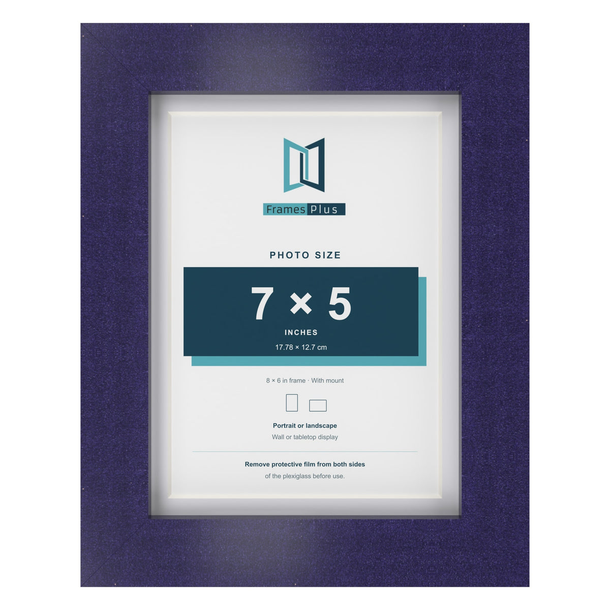 Purple 8 x 6 inch picture frame with a white mount for a 7 x 5 inch photo