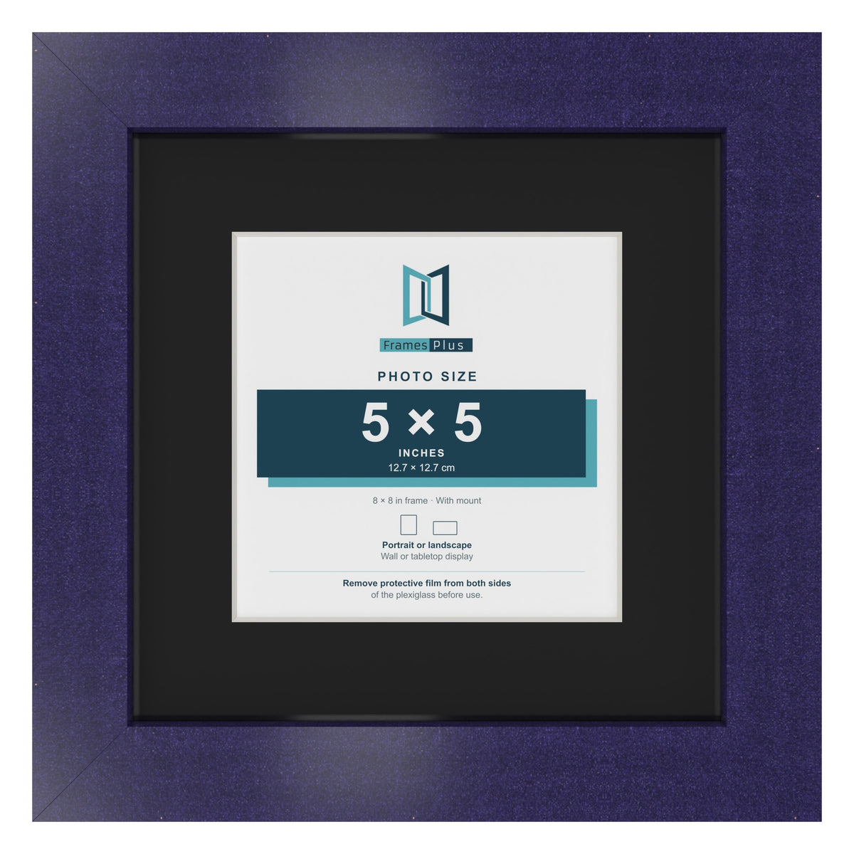 Purple 8 x 8 inch picture frame with a black mount for a 5 x 5 inch photo