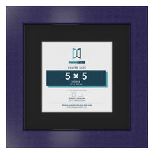 Purple 8 x 8 inch picture frame with a black mount for a 5 x 5 inch photo