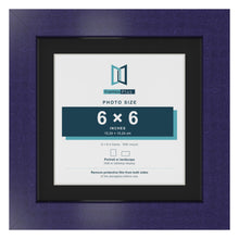 Purple 8 x 8 inch picture frame with a black mount for a 6 x 6 inch photo