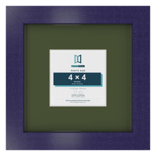 Purple 8 x 8 inch picture frame with a green mount for a 4 x 4 inch photo