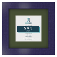 Purple 8 x 8 inch picture frame with a green mount for a 5 x 5 inch photo