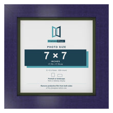 Purple 8 x 8 inch picture frame with a green mount for a 7 x 7 inch photo