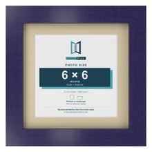 Purple 8 x 8 inch picture frame with an ivory mount for a 6 x 6 inch photo