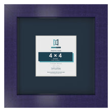 Purple 8 x 8 inch picture frame with a Pacific Blue mount for a 4 x 4 inch photo