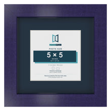 Purple 8 x 8 inch picture frame with a Pacific Blue mount for a 5 x 5 inch photo