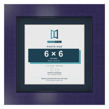 Purple 8 x 8 inch picture frame with a Pacific Blue mount for a 6 x 6 inch photo
