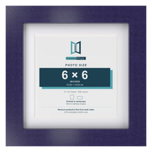 Purple 8 x 8 inch picture frame with a white mount for a 6 x 6 inch photo
