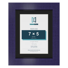 Purple 9 x 7 inch picture frame with a black mount for a 7 x 5 inch photo