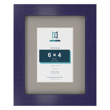 Purple 9 x 7 inch picture frame with a Dawn Grey mount for a 6 x 4 inch photo