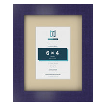 Purple 9 x 7 inch picture frame with an ivory mount for a 6 x 4 inch photo