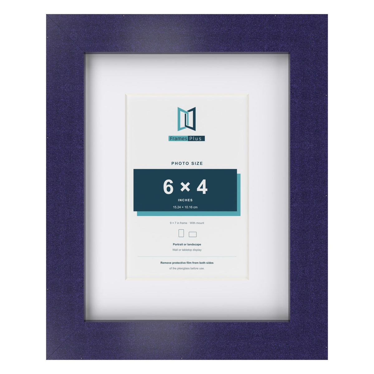 Purple 9 x 7 inch picture frame with a white mount for a 6 x 4 inch photo
