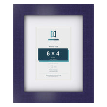 Purple 9 x 7 inch picture frame with a white mount for a 6 x 4 inch photo