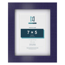 Purple 9 x 7 inch picture frame with a white mount for a 7 x 5 inch photo