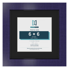 Purple 9 x 9 inch picture frame with a black mount for a 6 x 6 inch photo