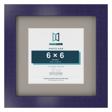 Purple 9 x 9 inch picture frame with a Dawn Grey mount for a 6 x 6 inch photo