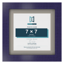 Purple 9 x 9 inch picture frame with a Dawn Grey mount for a 7 x 7 inch photo