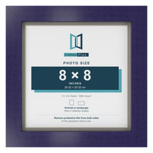 Purple 9 x 9 inch picture frame with a Dawn Grey mount for an 8 x 8 inch photo