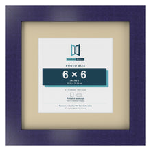Purple 9 x 9 inch picture frame with an ivory mount for a 6 x 6 inch photo