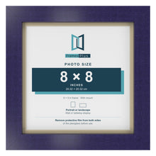 Purple 9 x 9 inch picture frame with an ivory mount for an 8 x 8 inch photo
