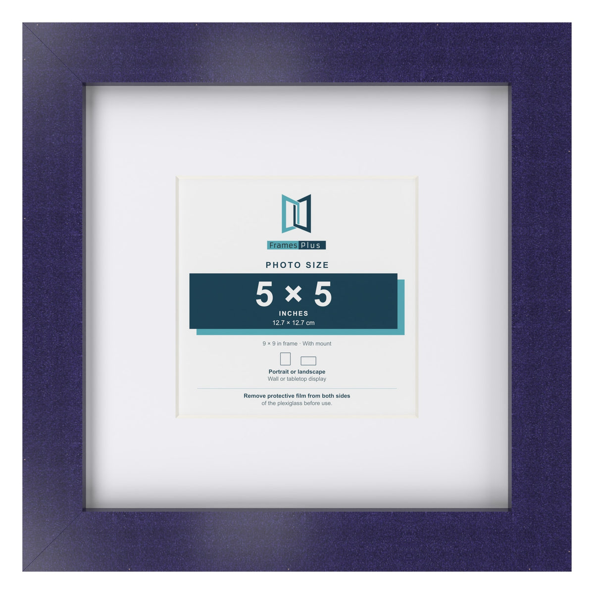 Purple 9 x 9 inch picture frame with a white mount for a 5 x 5 inch photo
