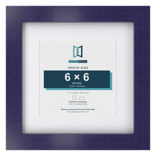 Purple 9 x 9 inch picture frame with a white mount for a 6 x 6 inch photo