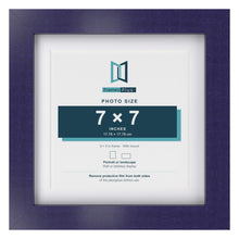Purple 9 x 9 inch picture frame with a white mount for a 7 x 7 inch photo