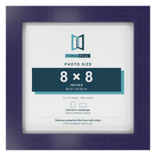 Purple 9 x 9 inch picture frame with a white mount for a 8 x 8 inch photo