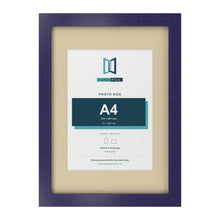 Purple A3 picture frame with an ivory mount for an A4 photo