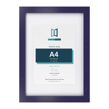 Purple A3 picture frame with a white mount for an A4 photo